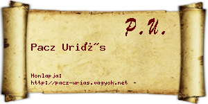 Pacz Uriás névjegykártya